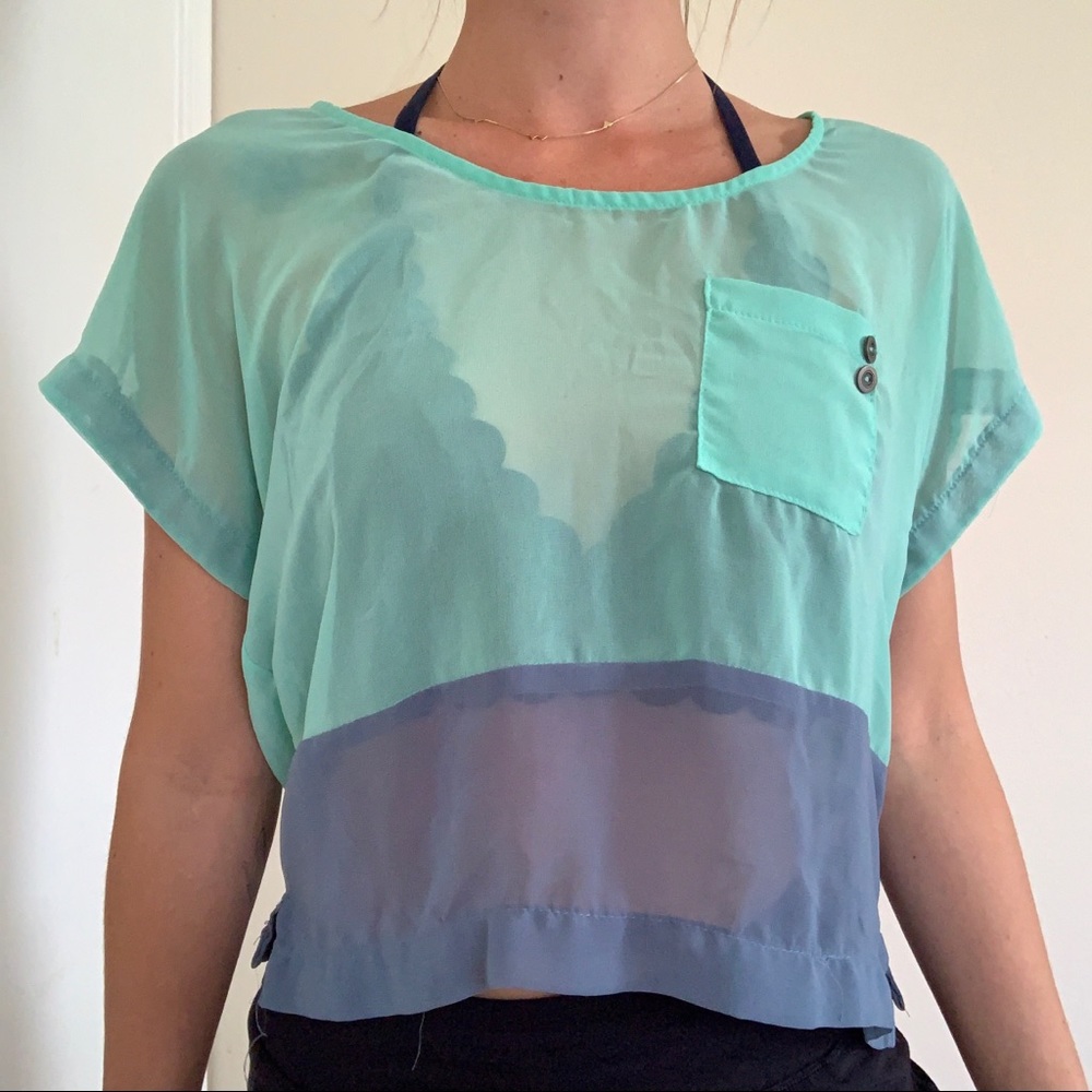 See through two toned top